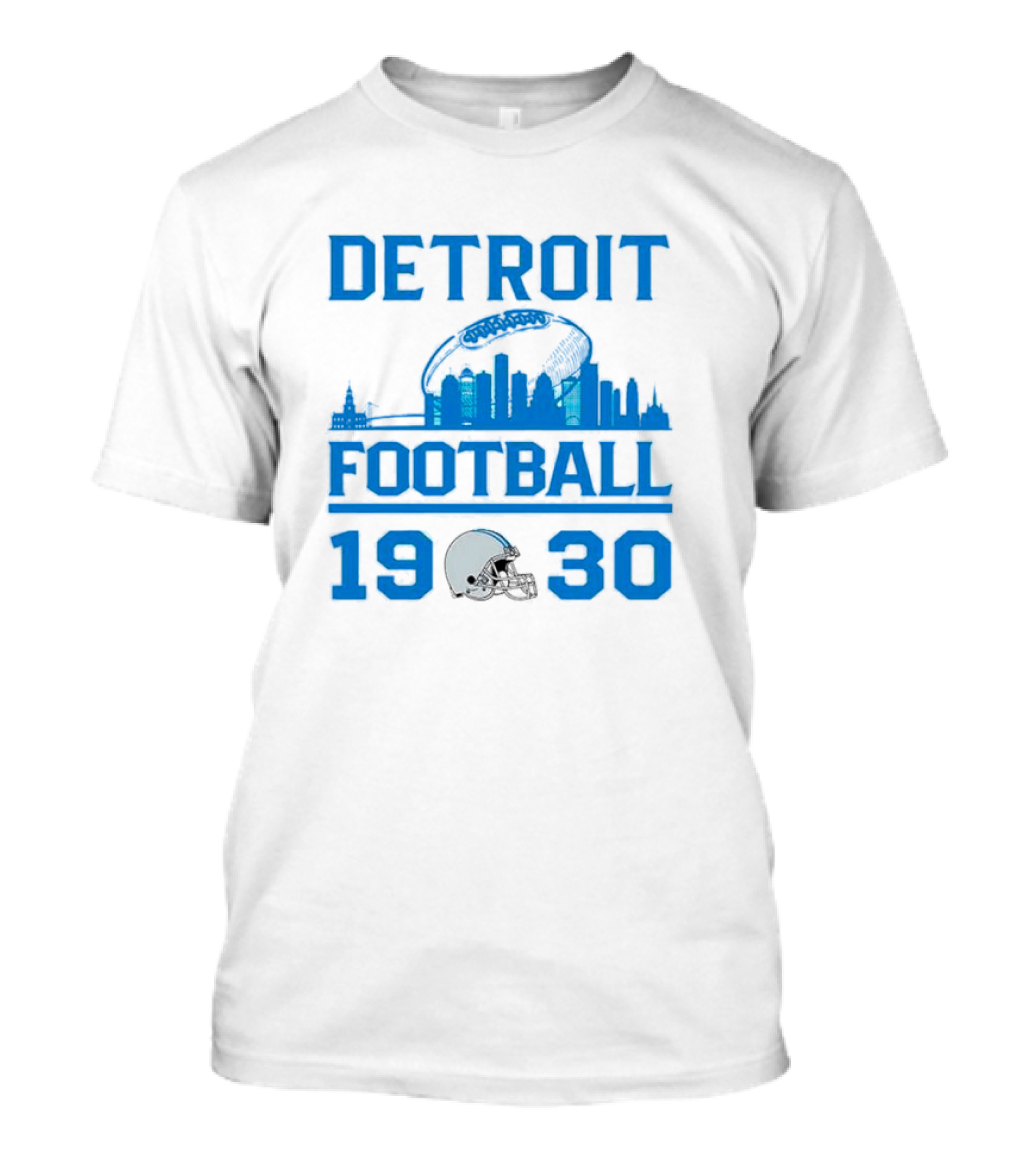 Detroit Lions Football 1930 Skyline Helmet Motif T-Shirt