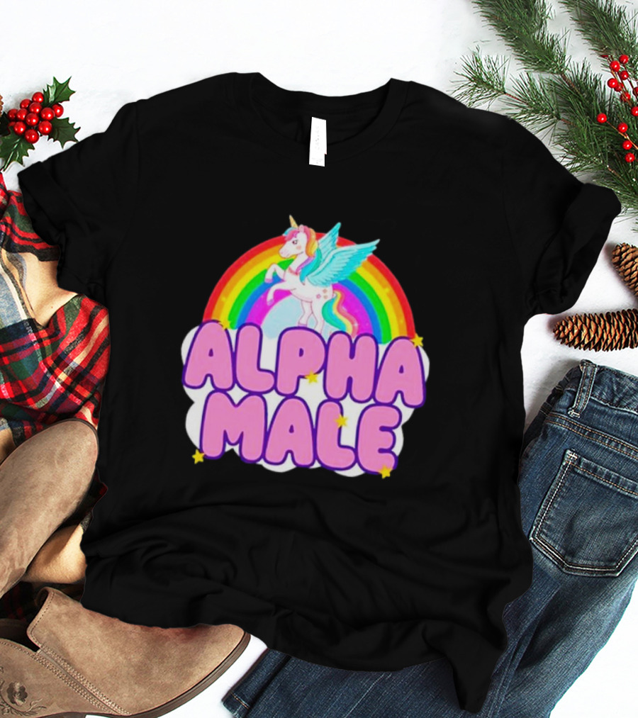 Alpha Male Unicorn Rainbow Cloud T-Shirt