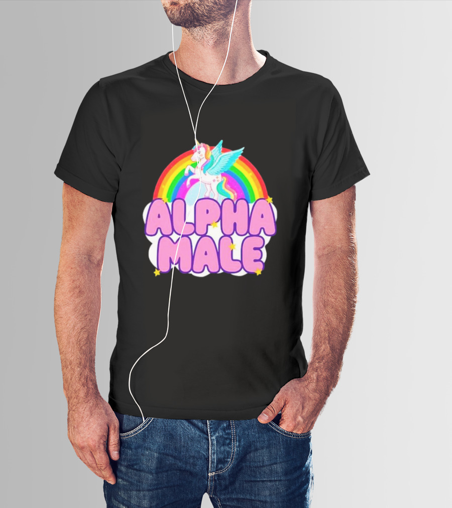 Alpha Male Unicorn Rainbow Cloud T-Shirt