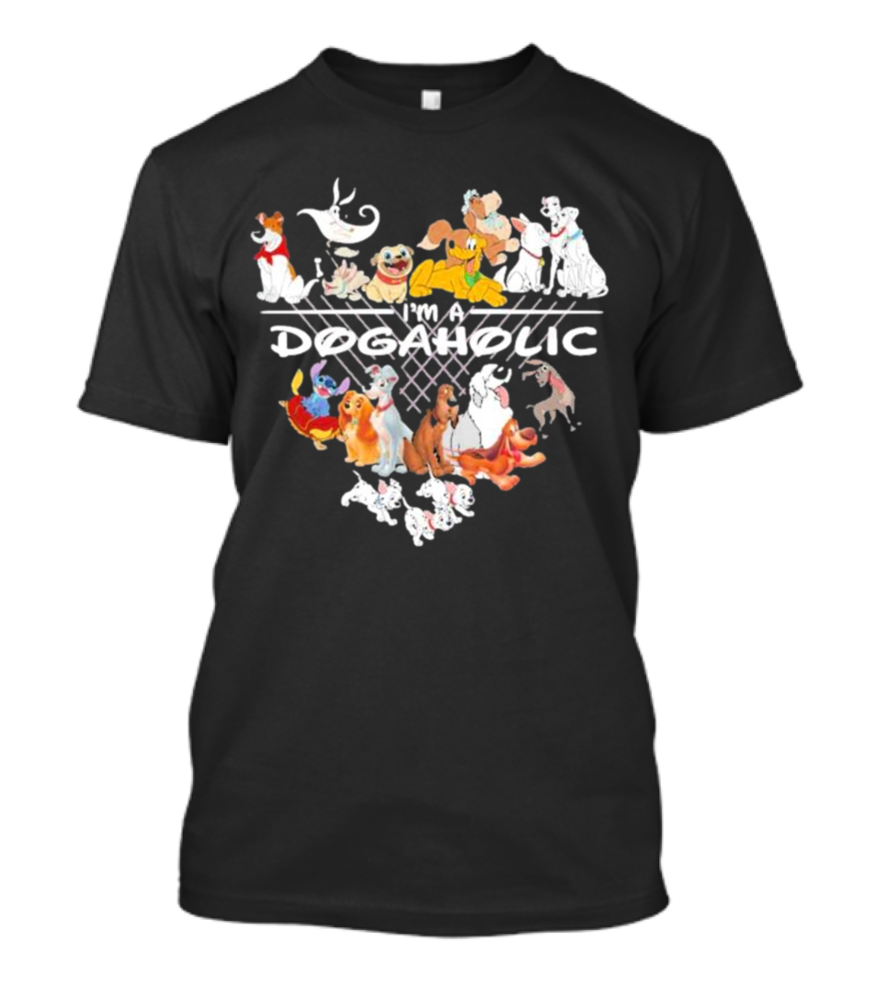 I'm A Dogaholic With Iconic Cartoon Dogs Heart T-Shirt