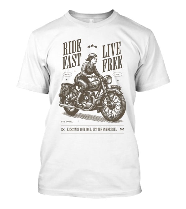 Ride Fast Live Free Kickstart Your Soul Let The Engine Roll Vintage Motorcycle T-Shirt