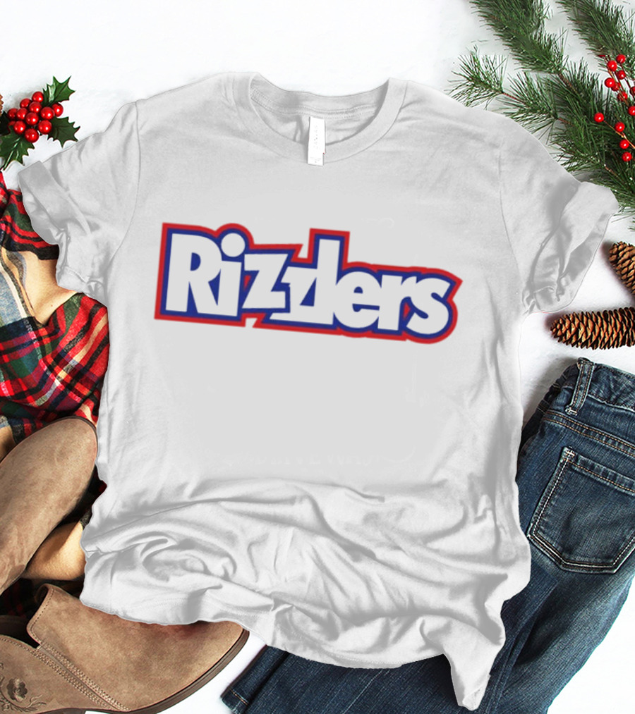 Rizzlers Bold Red And Blue Retro Font T-Shirt
