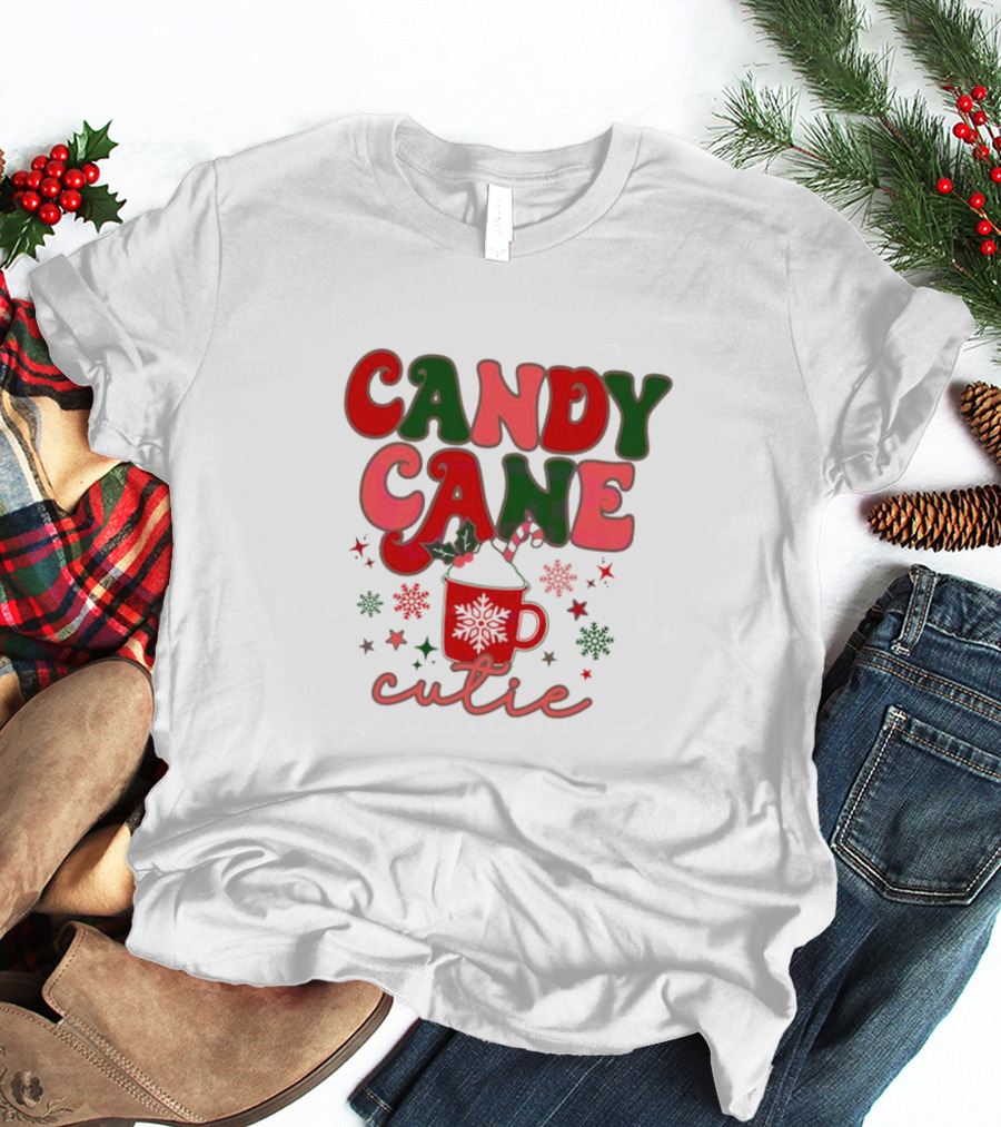 Candy Cane Cutie Mug Cocoa Holiday Oatmeal Natural T-Shirt