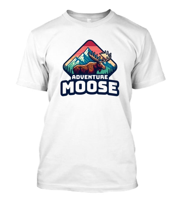 Adventure Moose Mountain Wilderness Retro Trekking T-Shirt