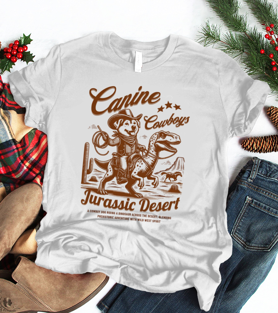 Canine Cowboys Jurassic Desert Adventure With Wild West Spirit T-Shirt