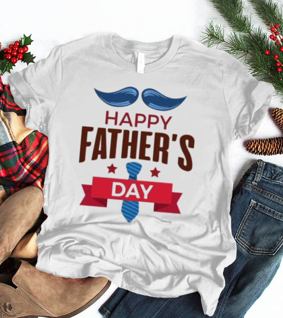 Happy Father's Day Blue Mustache And Tie T-Shirt