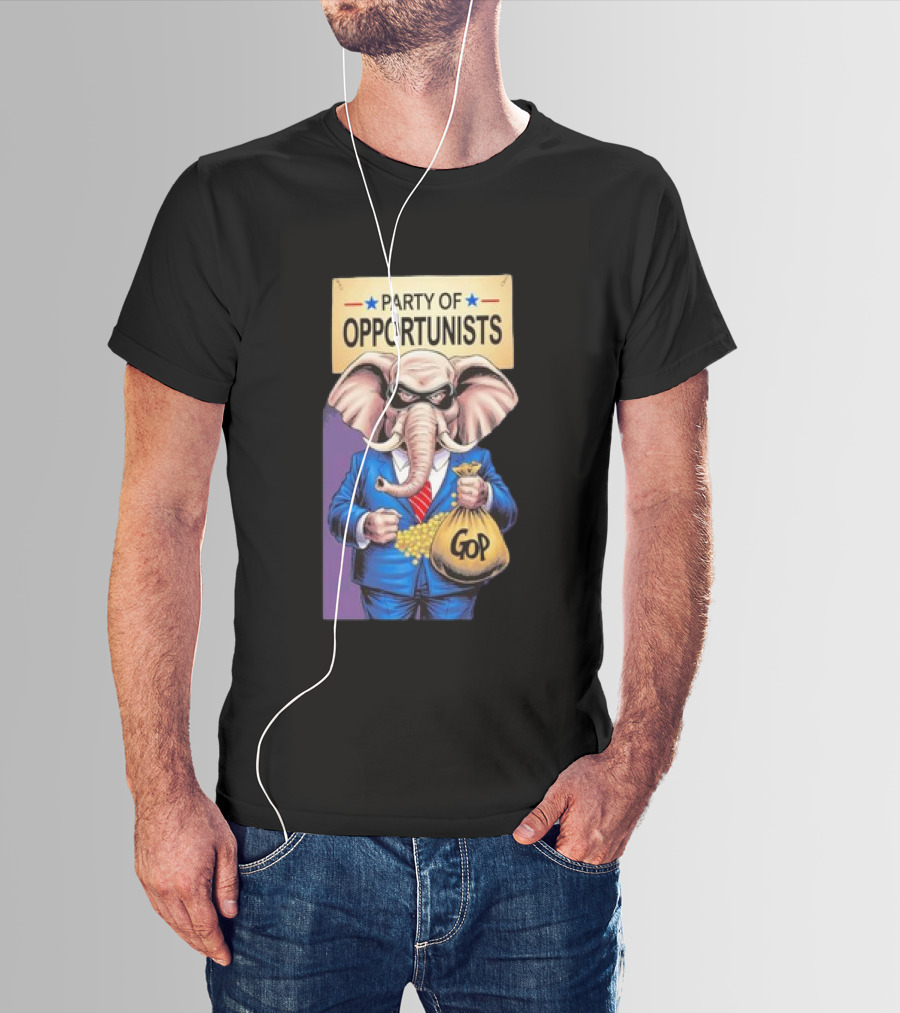 Party Of Opportunists GOP Elephant With Money Bag T-Shirt