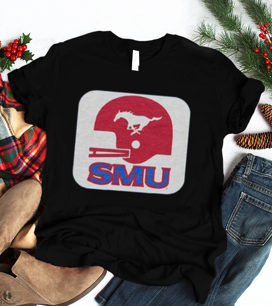 SMU Mustangs Football Red Helmet T-Shirt