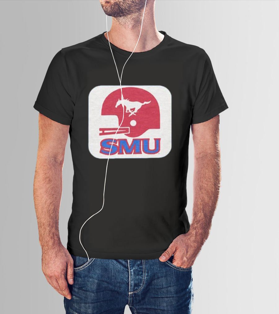 SMU Mustangs Football Red Helmet T-Shirt