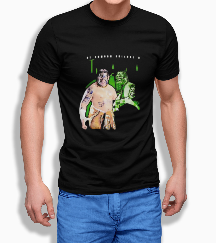 The Samoan Bulldozer Umaga Wrestler Graphic With Green Highlights T-Shirt
