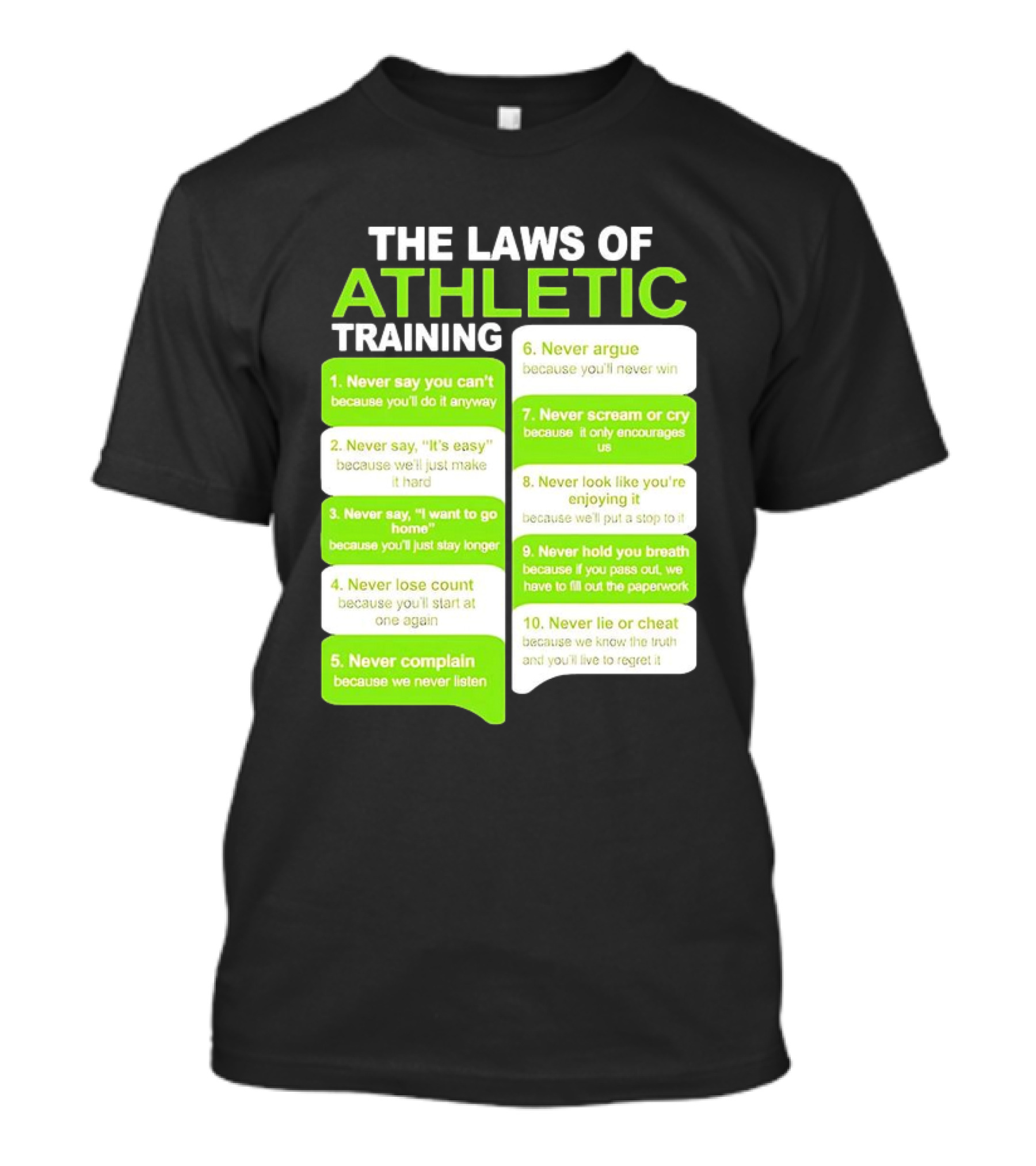 The Laws Of Athletic Training Never Say Never Only Encourages It T-Shirt