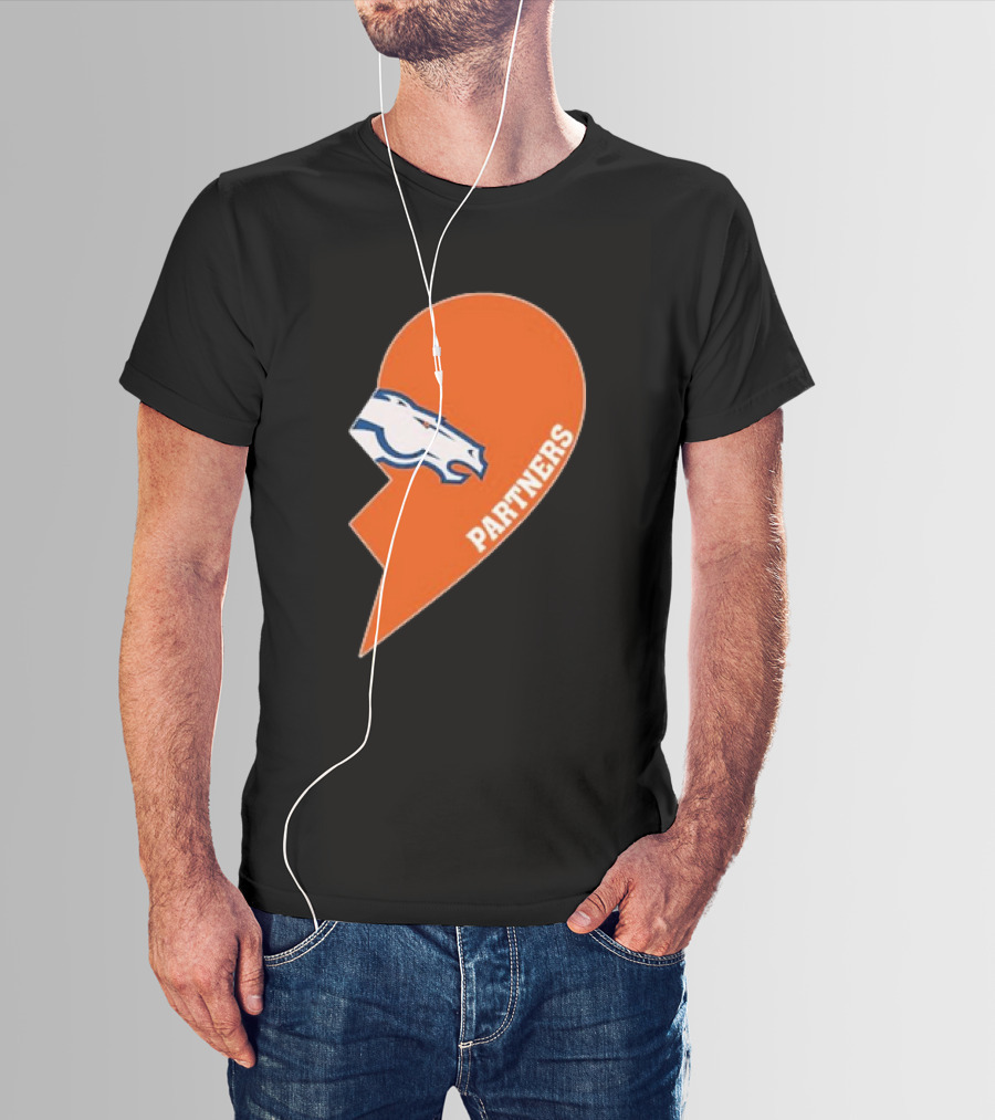 Denver Broncos Orange Half Heart Partners T-Shirt