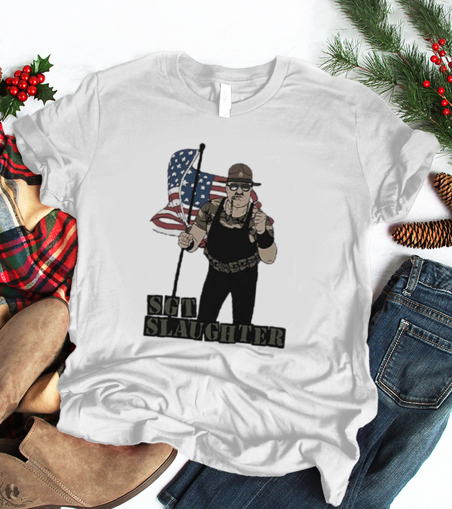Sgt Slaughter American Flag Comic Style Patriotic T-Shirt