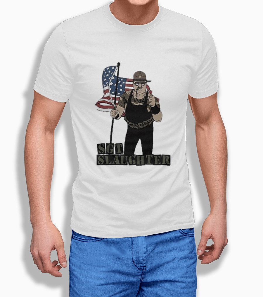 Sgt Slaughter American Flag Comic Style Patriotic T-Shirt