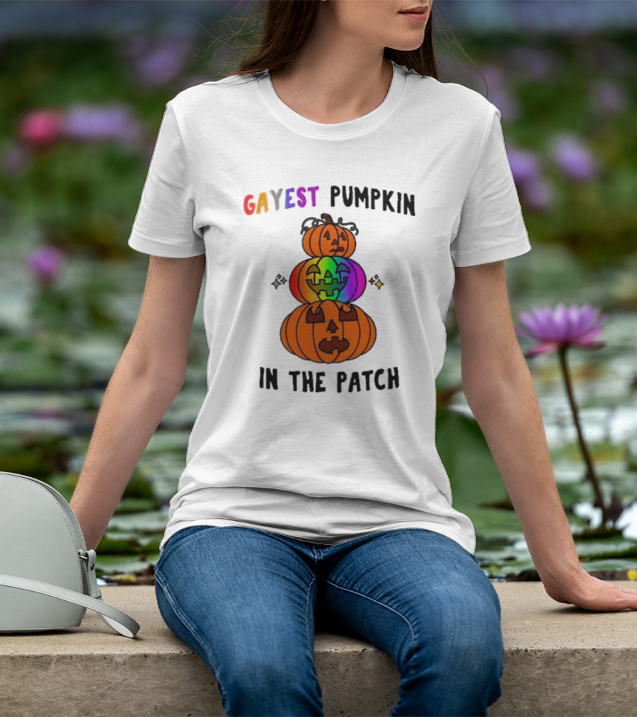 Gayest Pumpkin In The Patch Rainbow Jack-O'-Lanterns T-Shirt