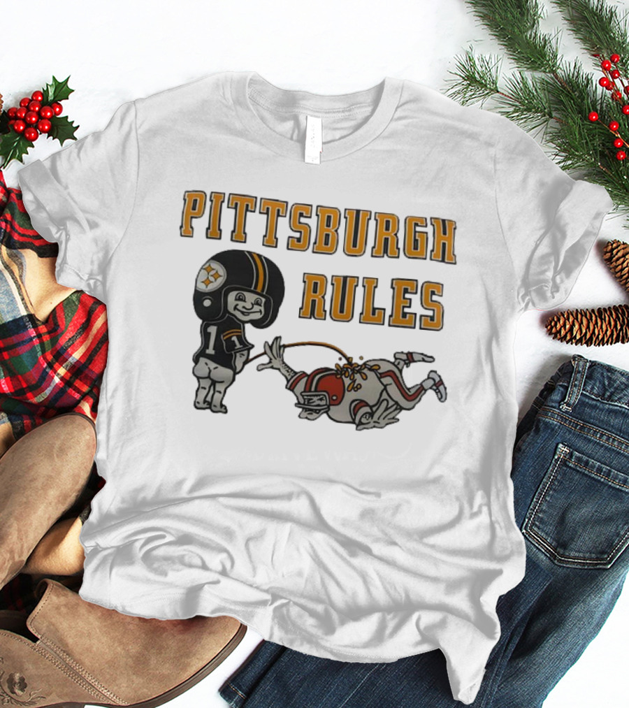 Pittsburgh Rules Steelers Peeing Cleveland Browns T-Shirt