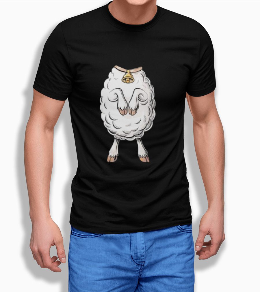 Adult Lamb Costume Meme Headless Fleece Bell T-Shirt
