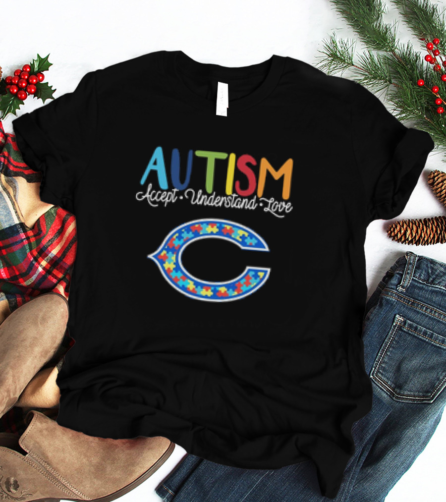 Chicago Bears NFL Autism Accept Understand Love Awareness T-Shirt