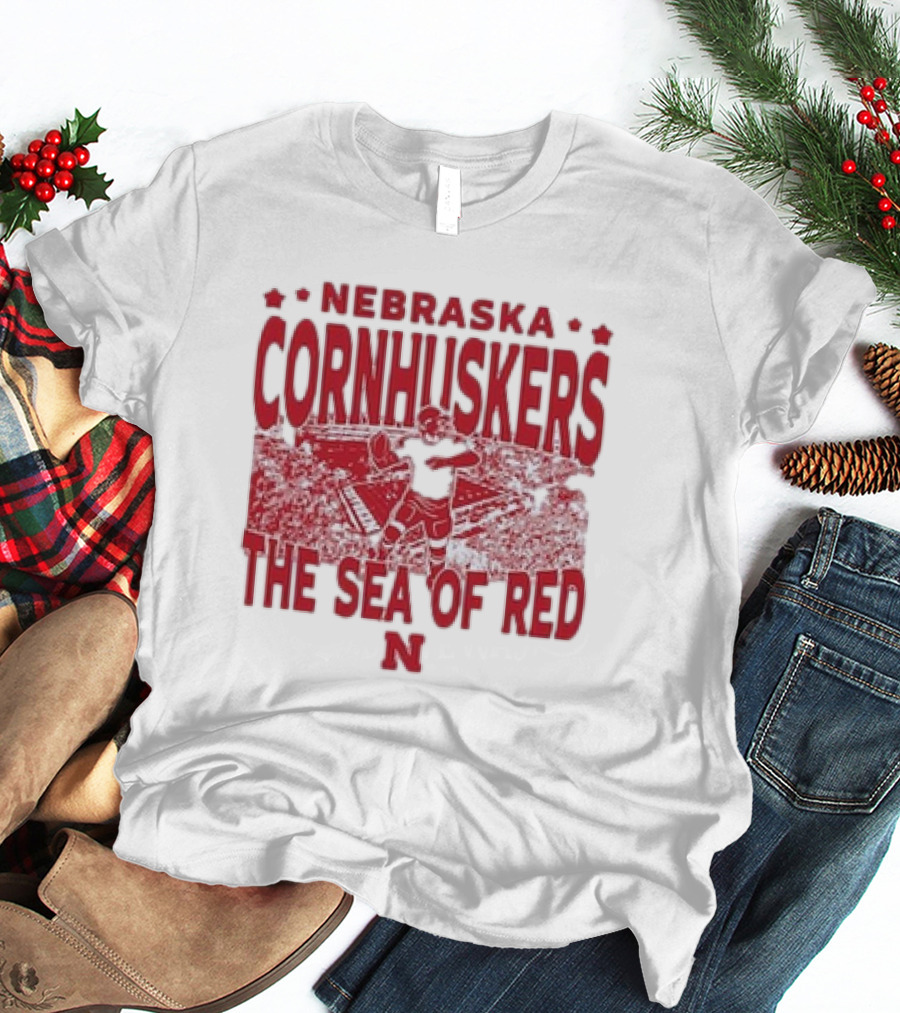 Nebraska Cornhuskers The Sea Of Red Stadium Scene T-Shirt