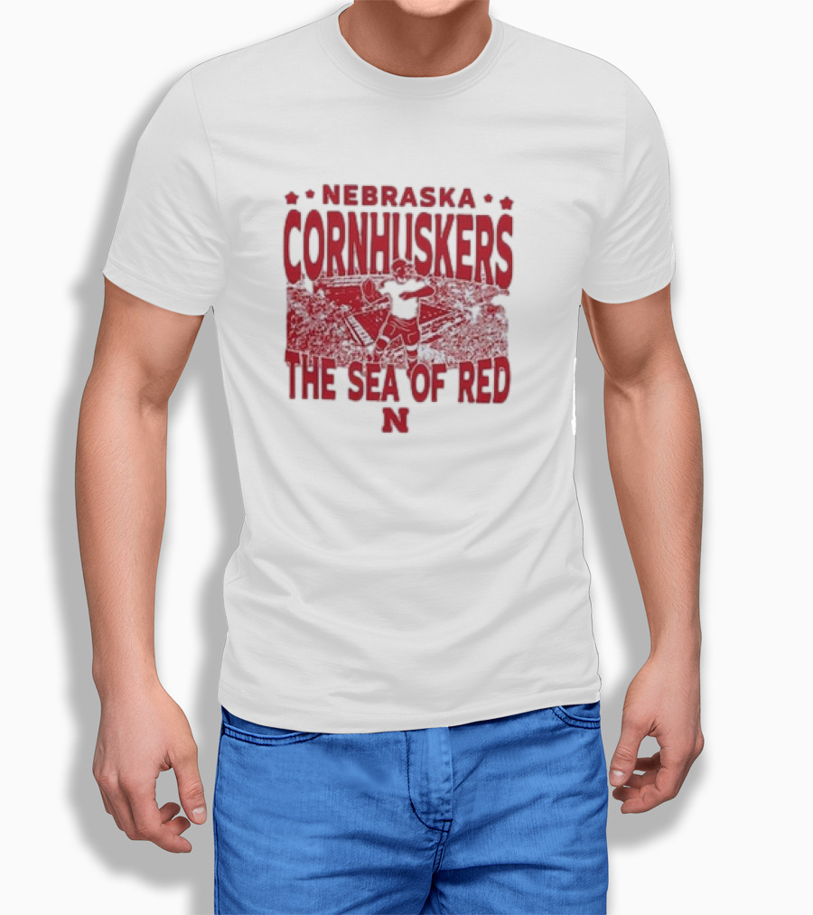 Nebraska Cornhuskers The Sea Of Red Stadium Scene T-Shirt