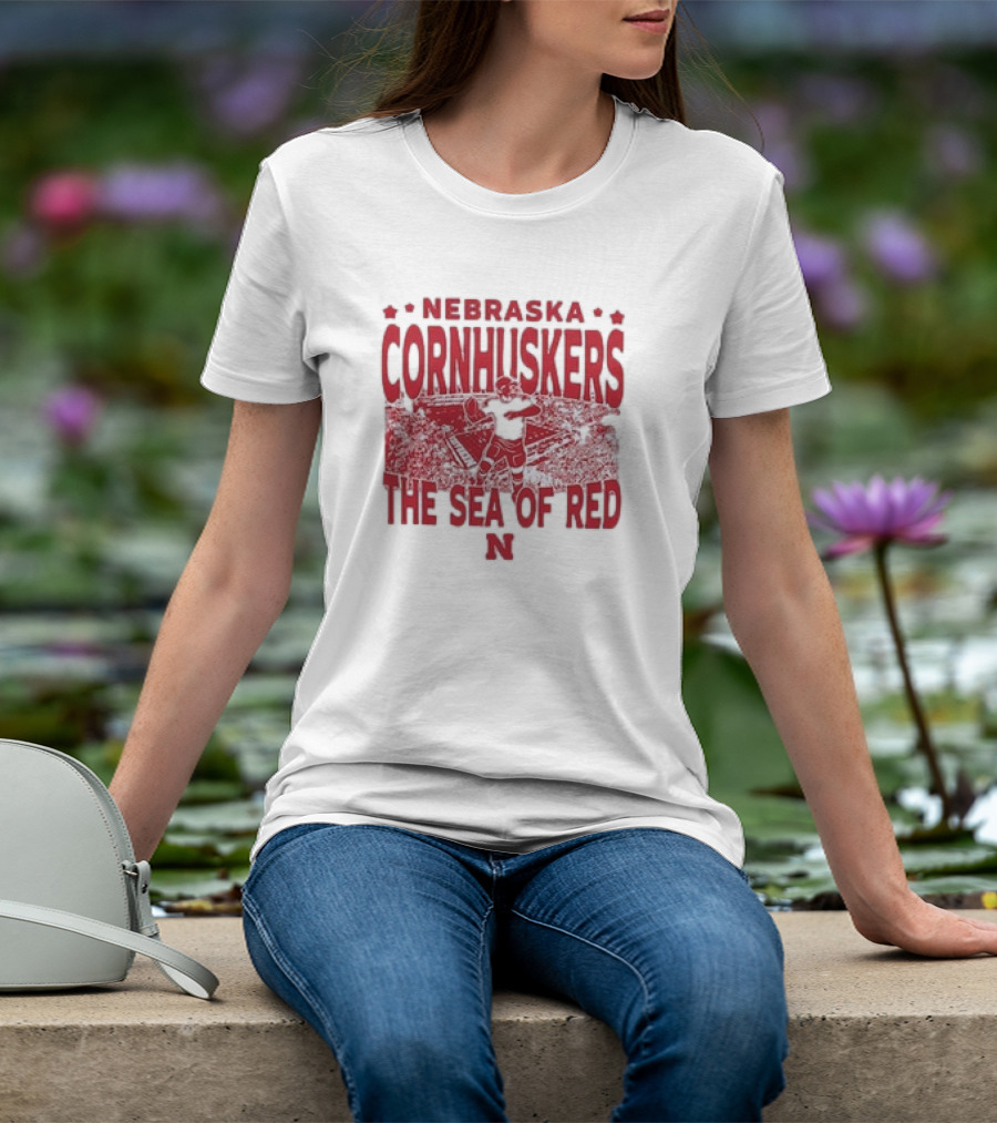 Nebraska Cornhuskers The Sea Of Red Stadium Scene T-Shirt
