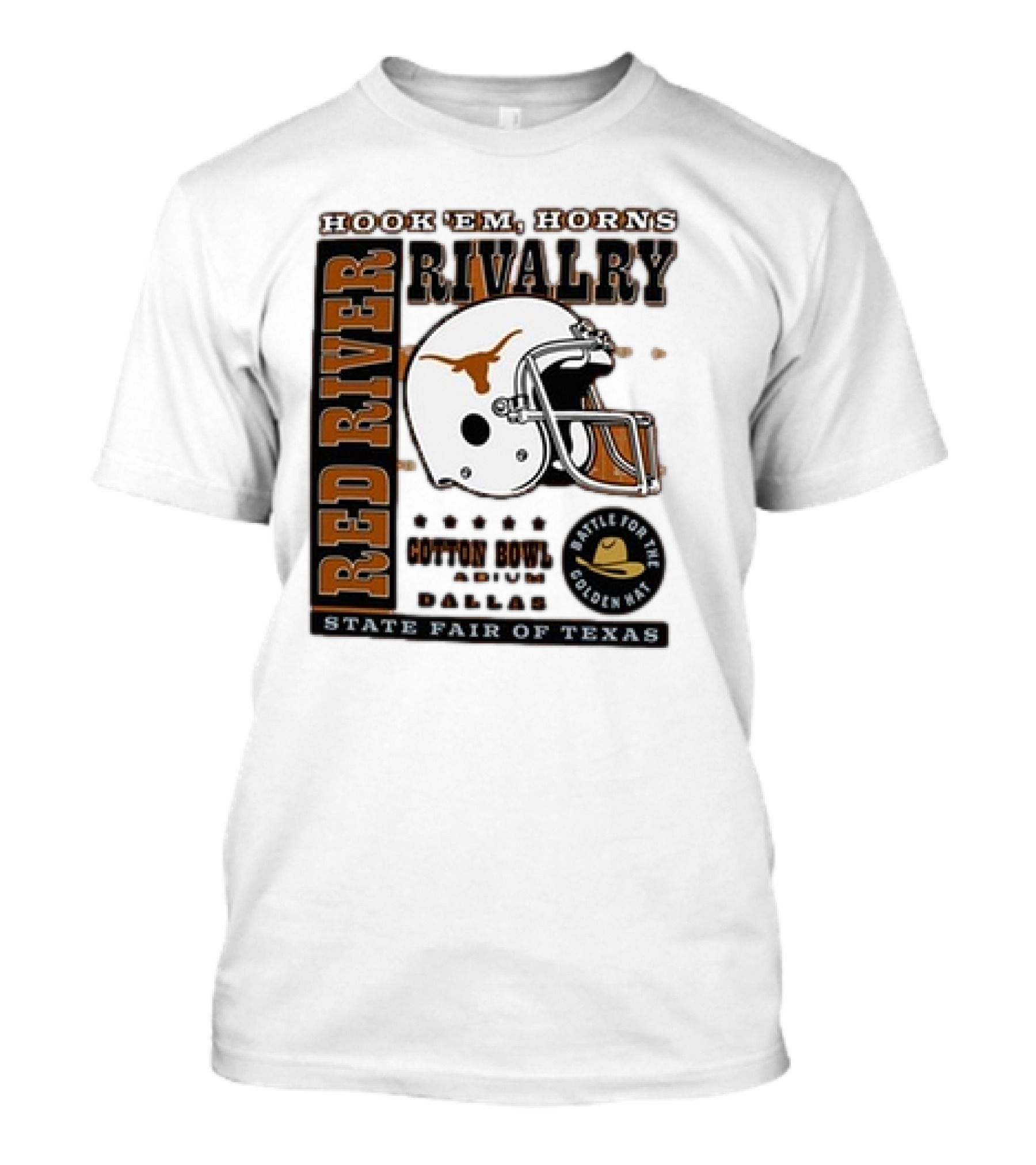 Hook Em Horns Red River Rivalry Cotton Bowl Dallas State Fair Of Texas Battle For The Golden Hat T-Shirt