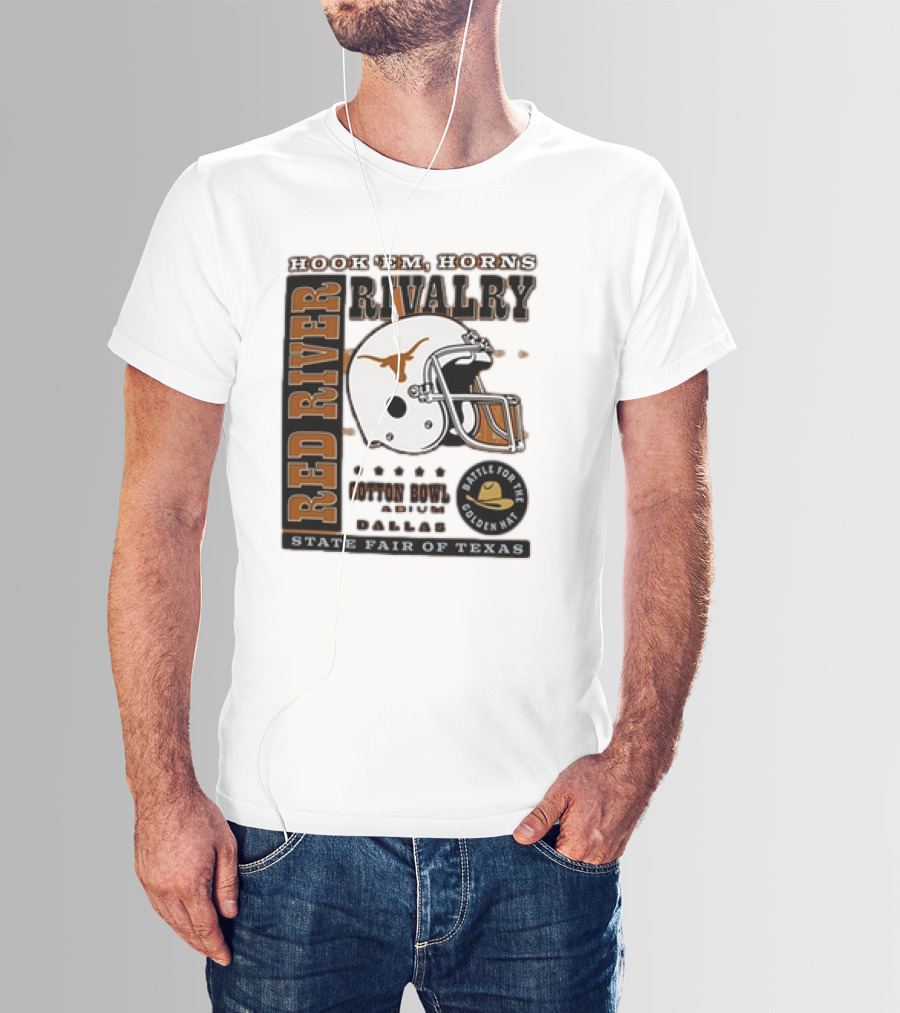 Hook Em Horns Red River Rivalry Cotton Bowl Dallas State Fair Of Texas Battle For The Golden Hat T-Shirt