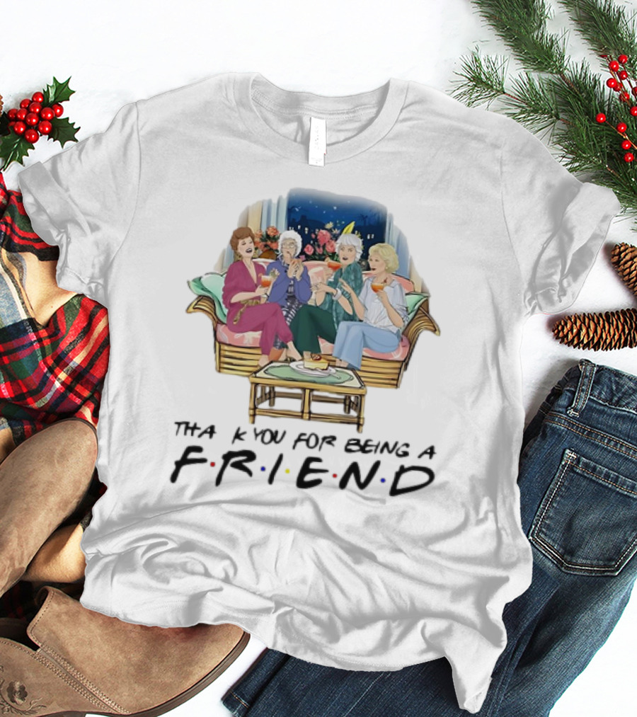 The Golden Girls Thank You For Being A FRIEND Sofa Scene With Colorful Drinks T-Shirt