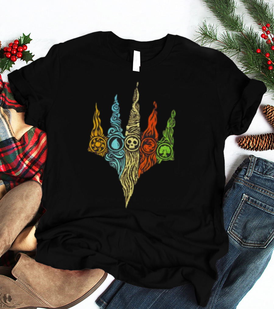 Magic The Gathering Five Mana Symbols Doodle T-Shirt