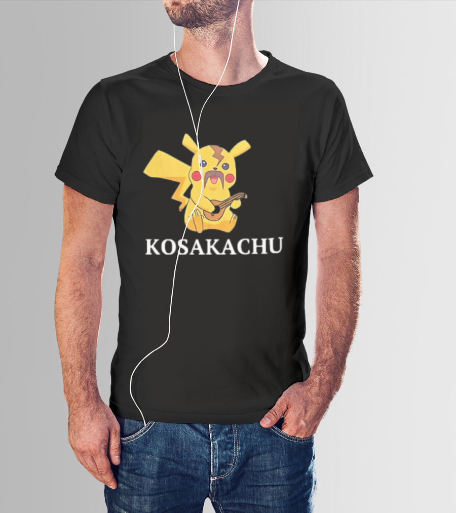 Kosakachu Pikachu Playing Guitar With Moustache T-Shirt