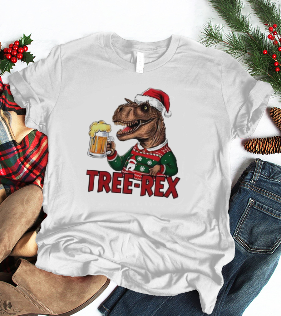 Christmas Tree-Rex Ugly Sweater Merry Beer Dinosaur Trex T-Shirt