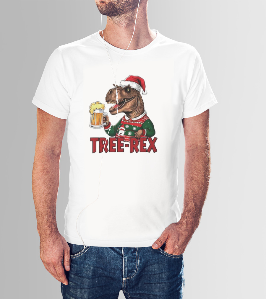 Christmas Tree-Rex Ugly Sweater Merry Beer Dinosaur Trex T-Shirt