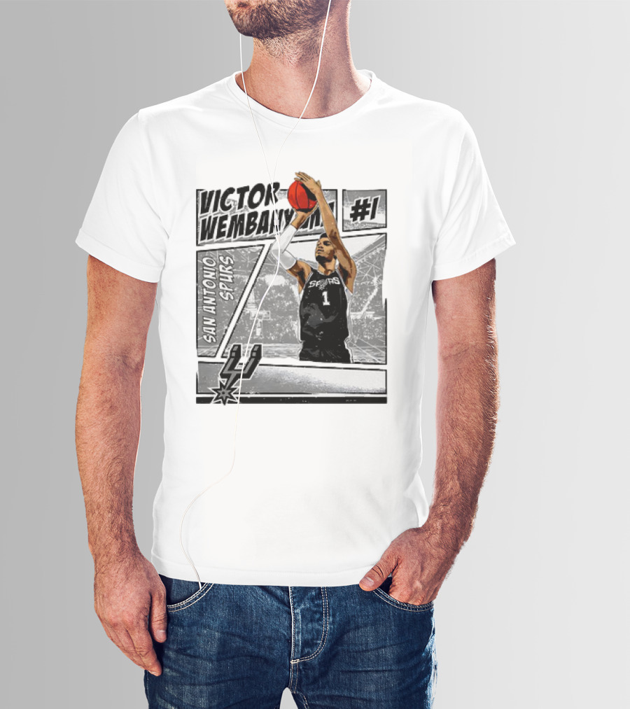 Victor Wembanyama San Antonio Spurs #1 NBA Comic Vintage T-Shirt