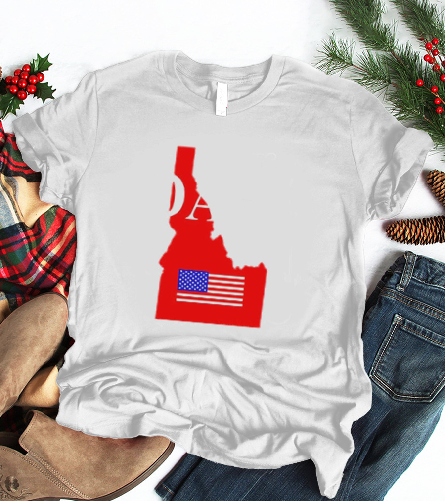 Don’t California My Idaho Red State Outline With American Flag T-Shirt