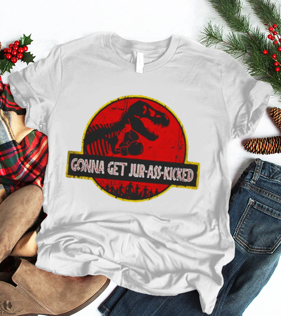 Gonna Get Jur-Ass-Kicked Dinosaur Boxing Red T-Shirt