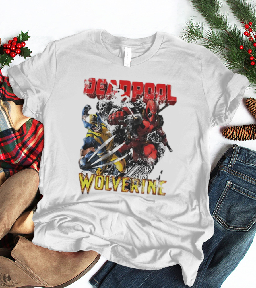 Deadpool Wolverine Cartoon Battle Clash T-Shirt