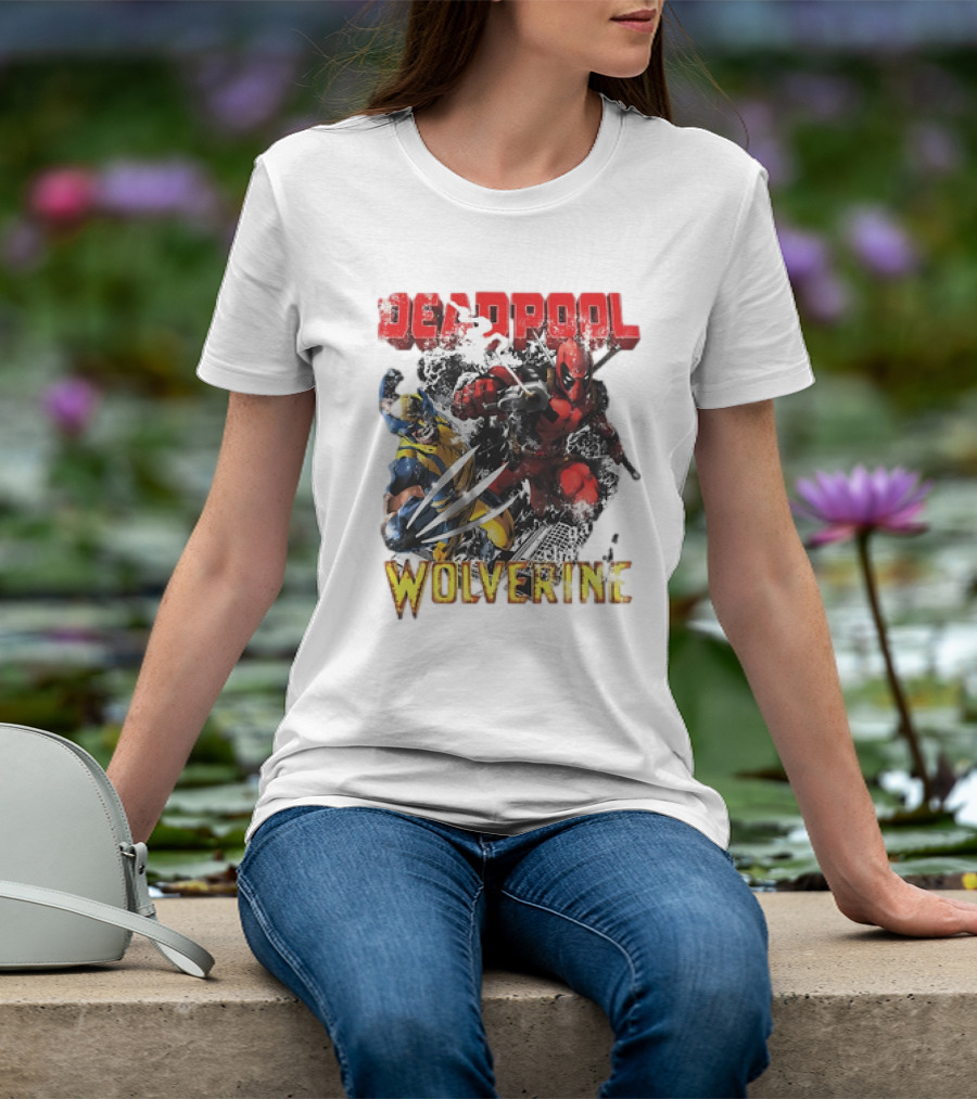 Deadpool Wolverine Cartoon Battle Clash T-Shirt