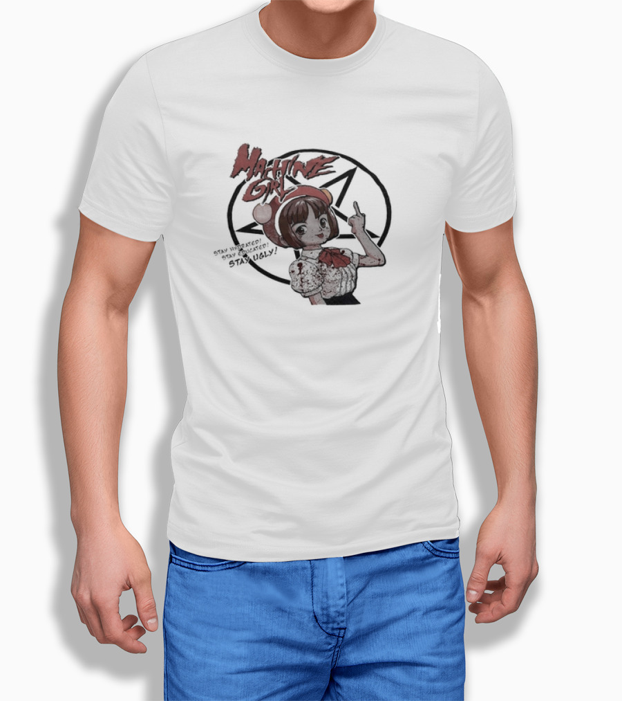 Machine Girl Stay Hydrated Stay Educated Stay Ugly Star Symbol Anime Character T-Shirt