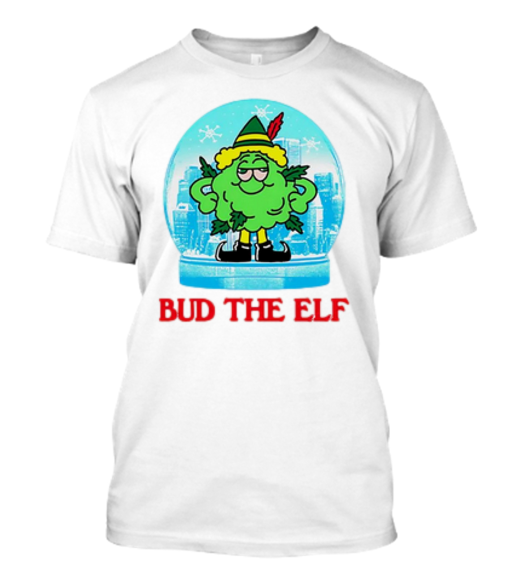 Bud The Elf Christmas Snow Globe Scene T-Shirt