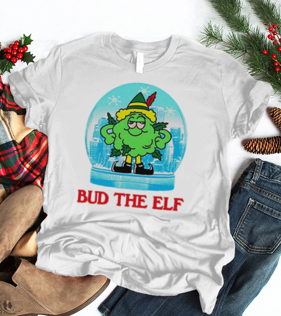 Bud The Elf Christmas Snow Globe Scene T-Shirt