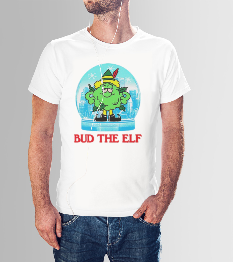 Bud The Elf Christmas Snow Globe Scene T-Shirt