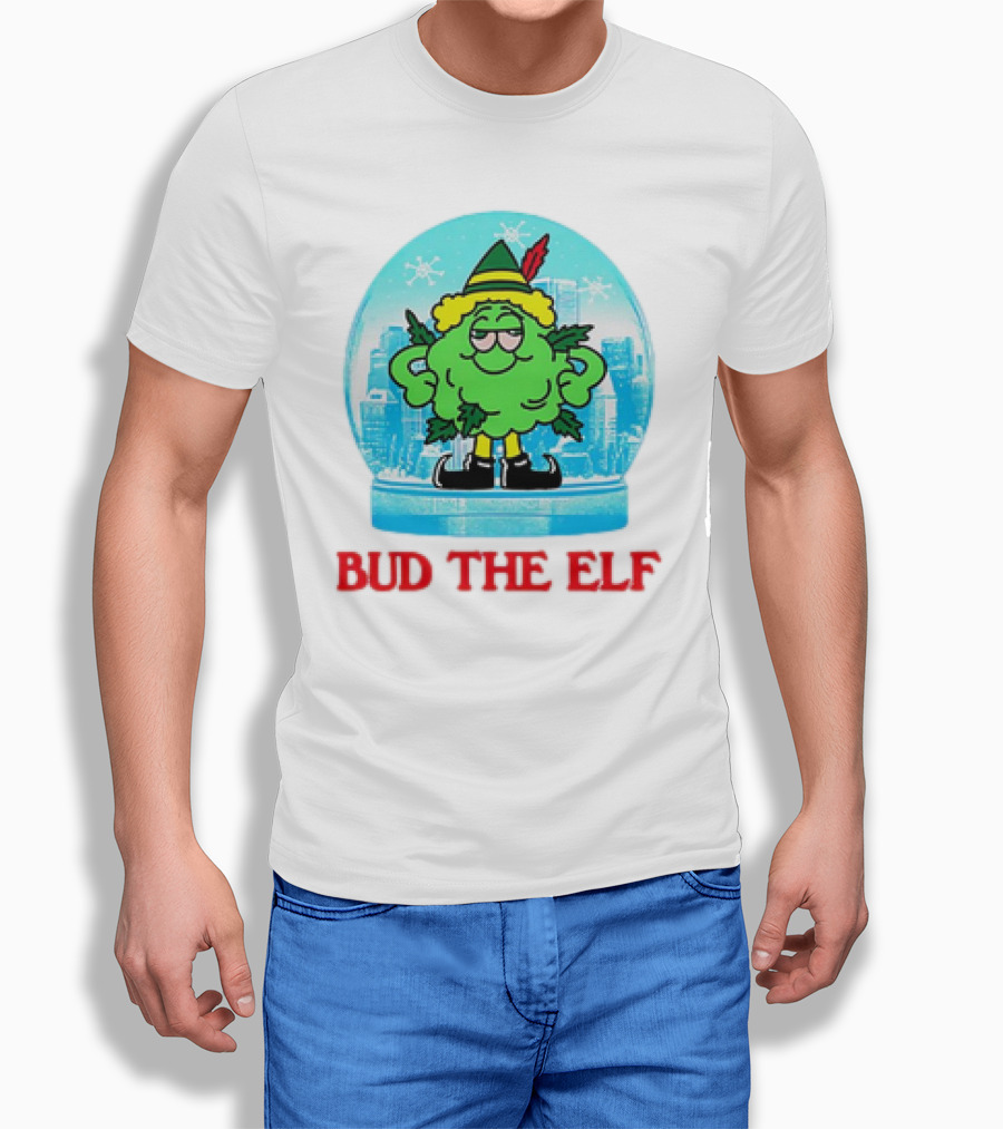 Bud The Elf Christmas Snow Globe Scene T-Shirt