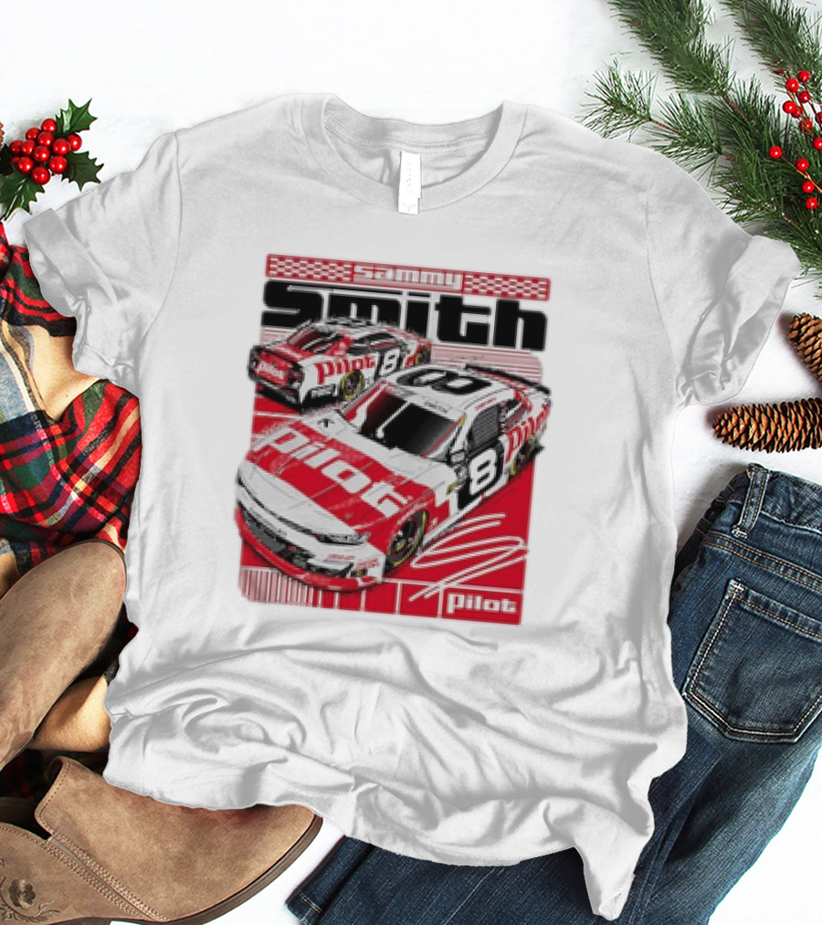 Sammy Smith #8 Pilot Racing Car JR Motorsports Red And White T-Shirt