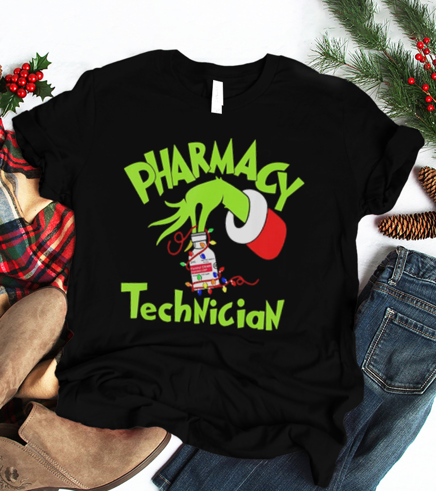 Grinch Pharmacy Technician Christmas Lights T-Shirt