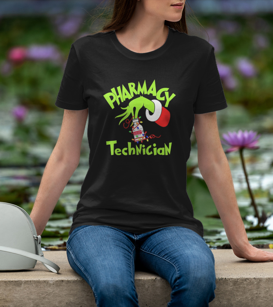 Grinch Pharmacy Technician Christmas Lights T-Shirt