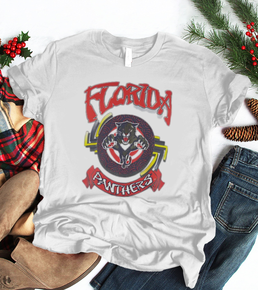 Florida Panthers Bold Design Logo With Fierce Panther T-Shirt