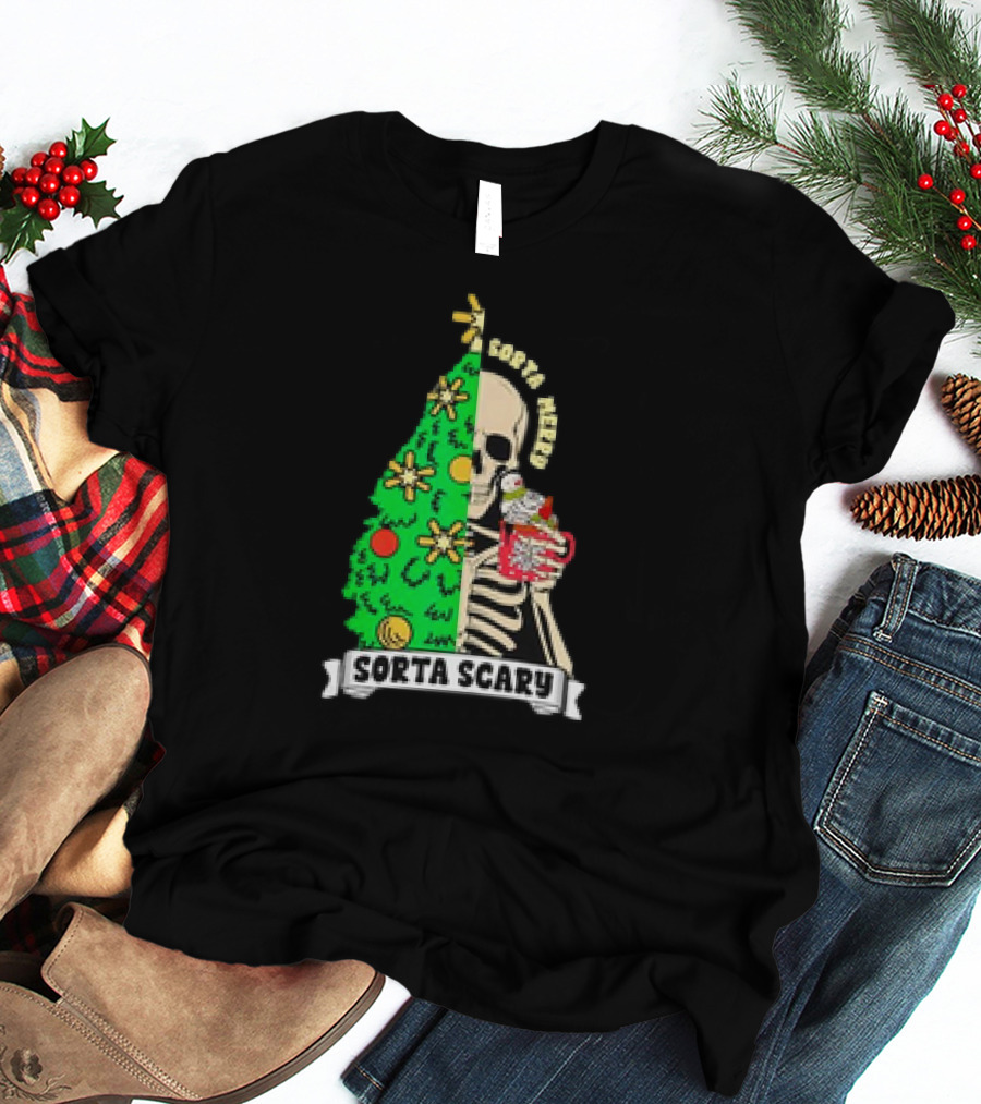 Sorta Merry Sorta Scary Christmas Skeleton Xmas Tree T-Shirt