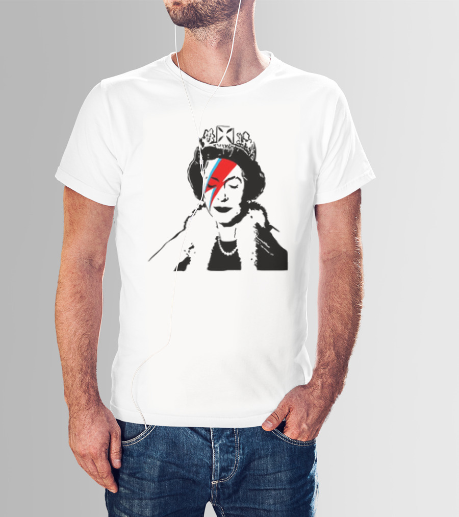 Queen Elizabeth Bowie Lightning Face Paint T-Shirt