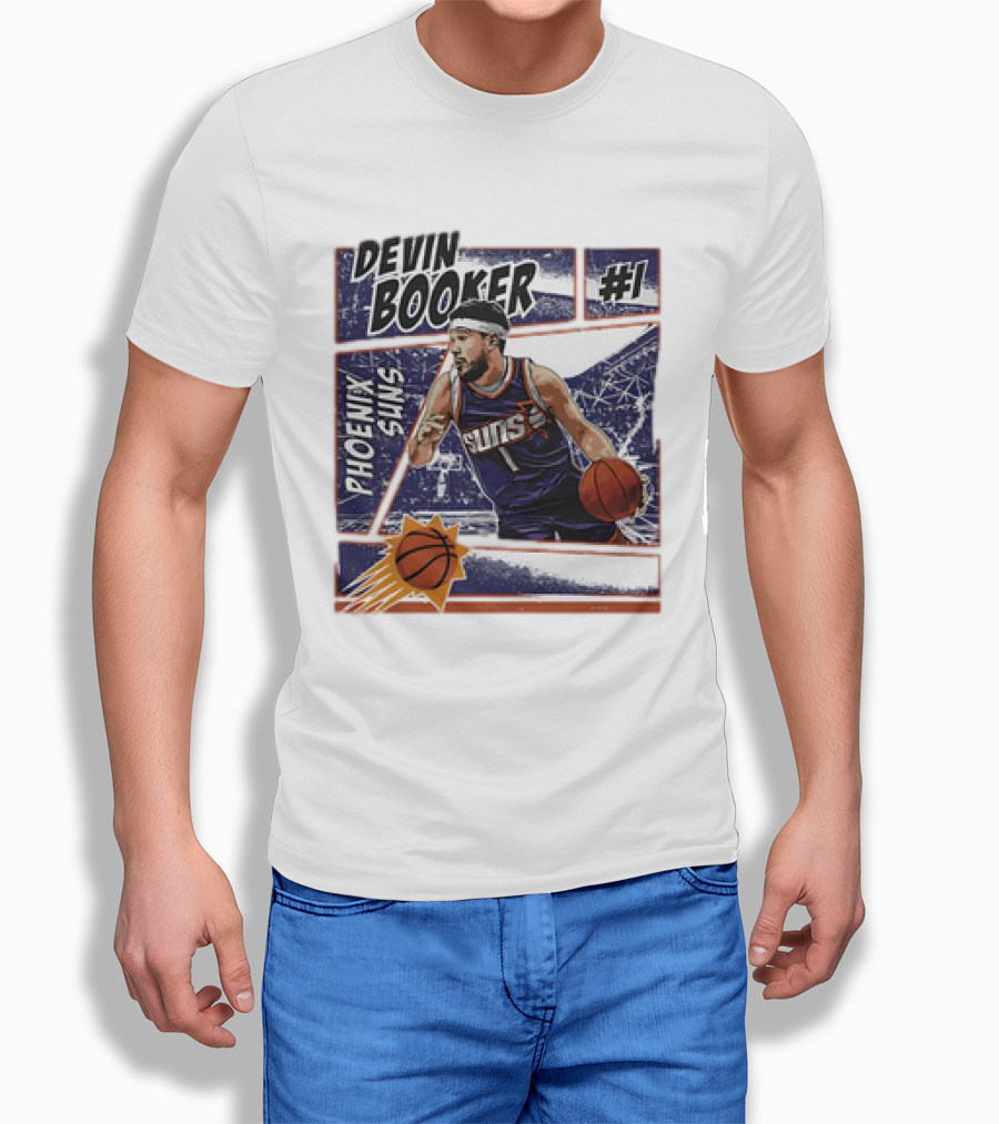 Devin Booker Phoenix Suns #1 Comic Vintage NBA Basketball T-Shirt