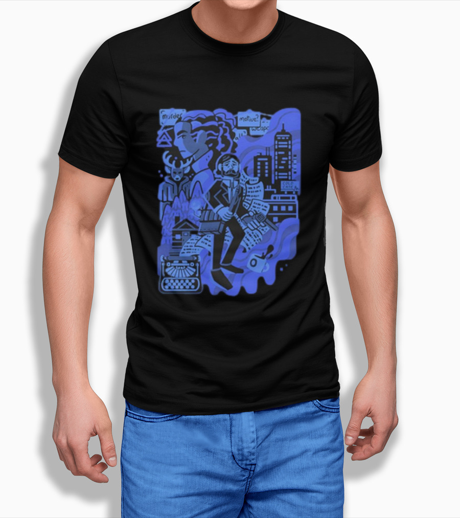 Alan Wake Herald Of Darkness Mystery Writers Typewriter Cityscape T-Shirt